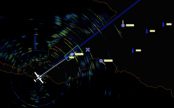 Showing radar sweep with tracked target of interests