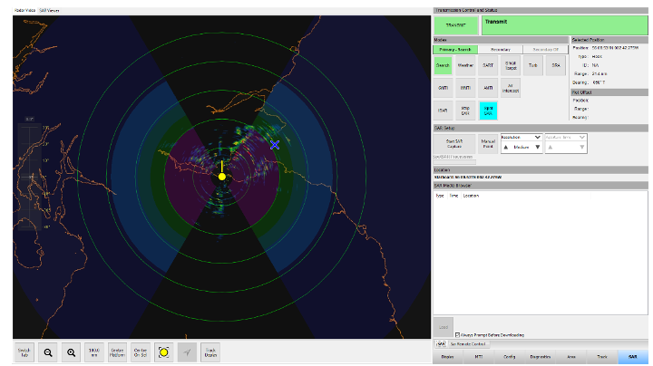 A screenshot of a radar in spotlight SAR planning mode