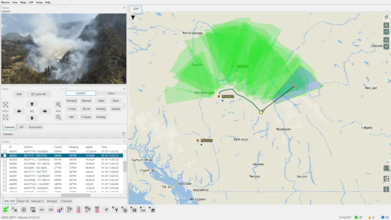 Screenshot showing history of fire patrol areas already searched