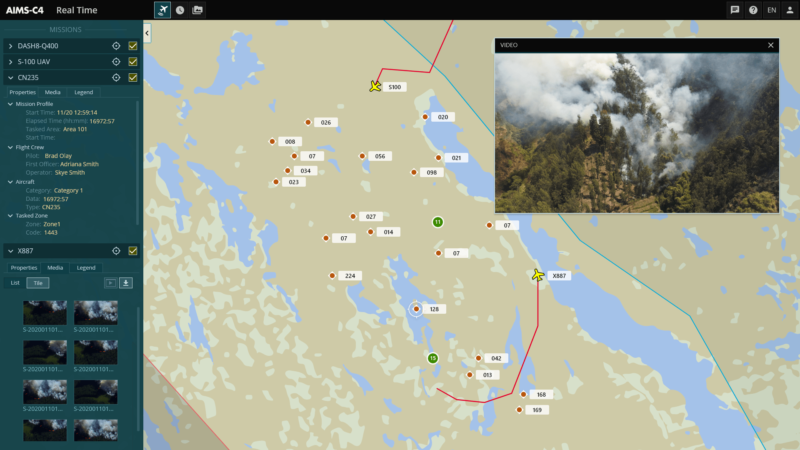 Screenshot showing the fire fighting common operating picture