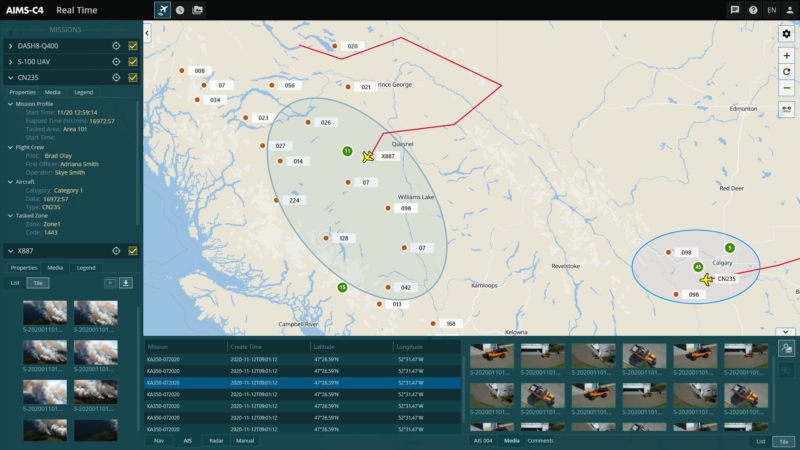 Screenshot of AIMS-C4 showing all fire fighting assets in the common operating picture with other types of operations represented