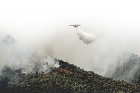 Picture of water bomber putting out wildfire