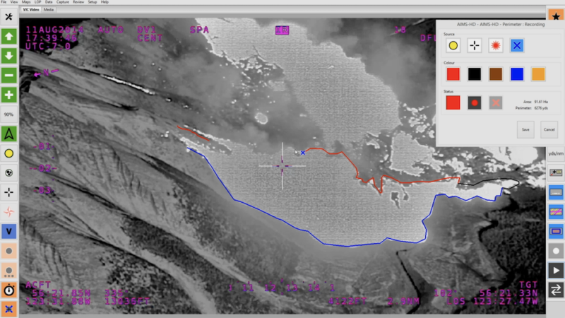 Screenshot of AIMS-ISR mapping perimeter of fire