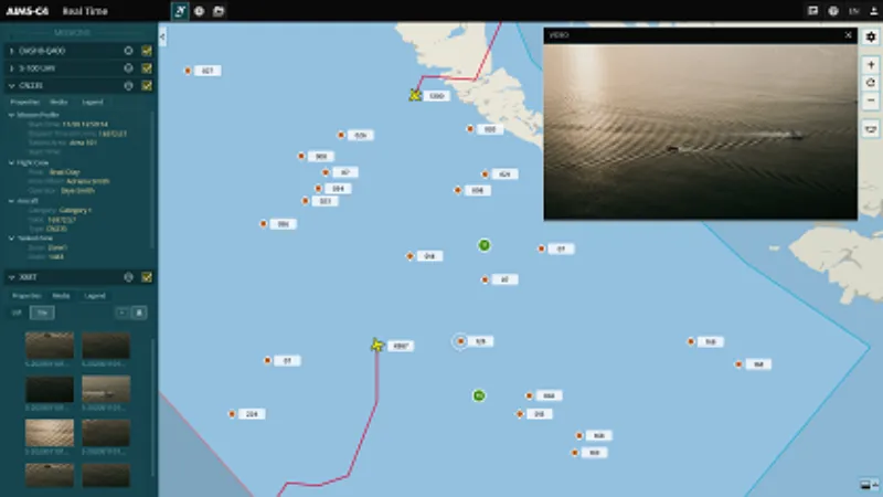Overview screenshot showing AIMS-C4 with map and live EO/IR feed