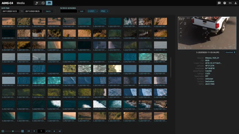 AIMS-C4 Screenshot showcasing archival of media and evidence