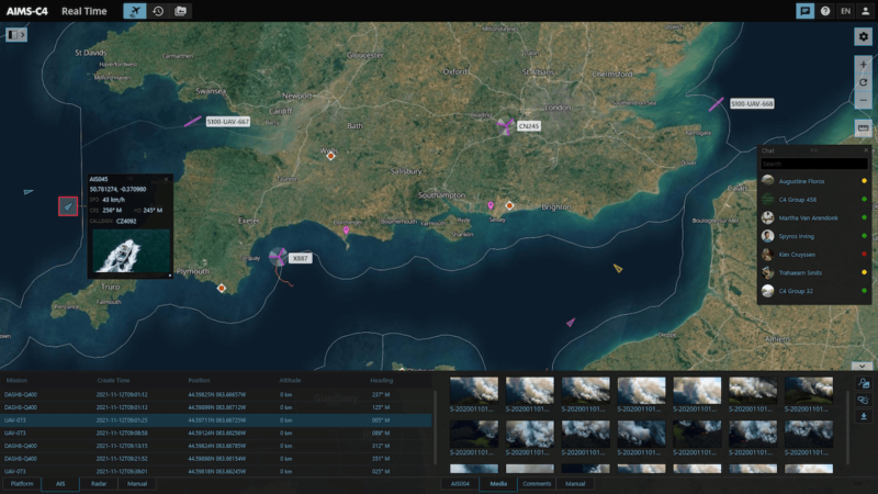 AIMS-C4 screenshot showing other missions such as Maritime patrol being executed alongside airborne law enforcement under a multi-mission framework