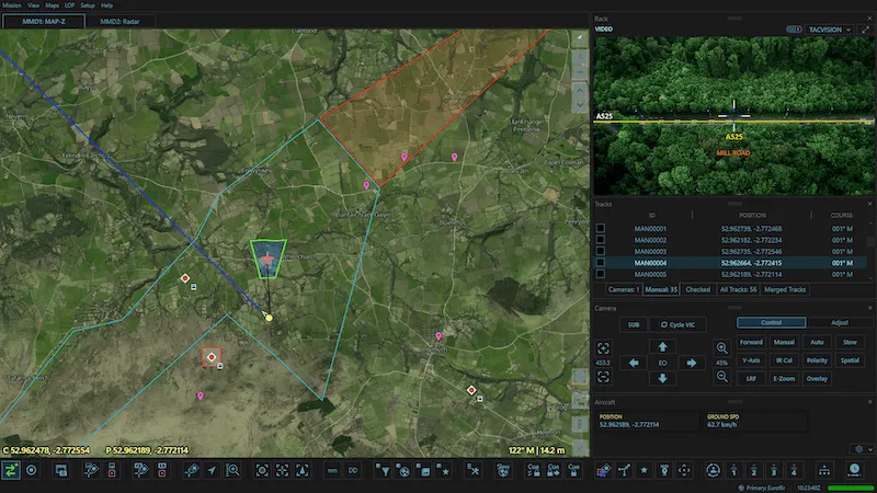 Screenshot of AIMS-ISR showing sensor management tools