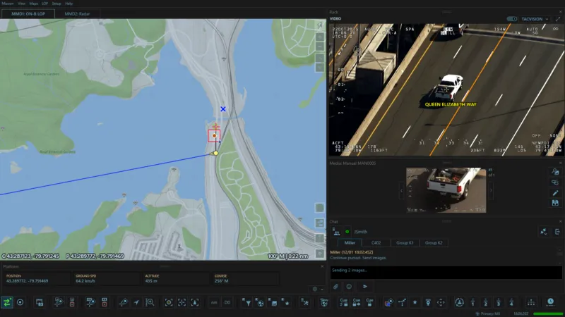 Screenshot of AIMS-ISR TacVision following suspect