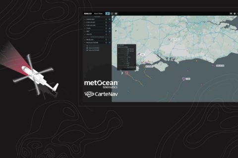 Picture showing MetOcean integration with AIMS-C4 with helicopter flying by