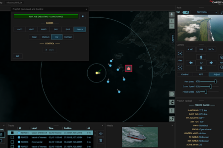 Screenshot of search using PrecISR radar in AIMS-ISR mission system